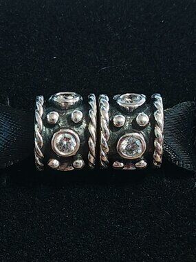 Authentic Pandora Retired Oxy Crown CZ Charms – 790221CZ (Pair of 2)